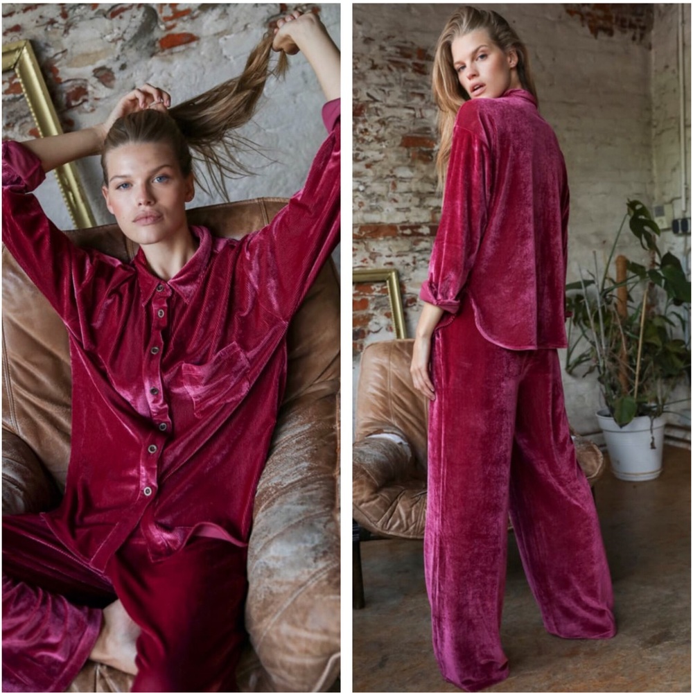 NWT Free People 2 pc. Kit Kat Velour Lounge Set